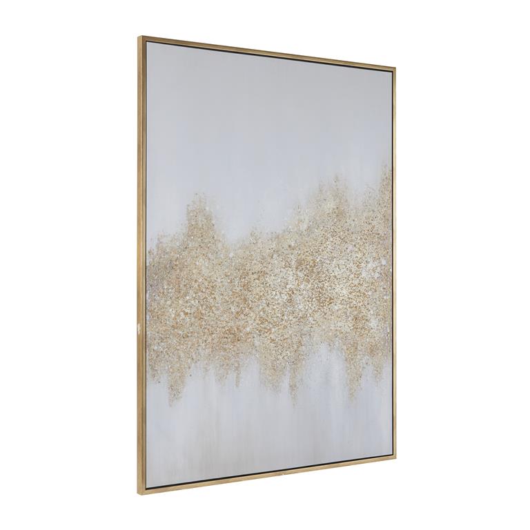 Gold Canvas Geode Glitter Flakes Framed Wall Art with Gold Frame