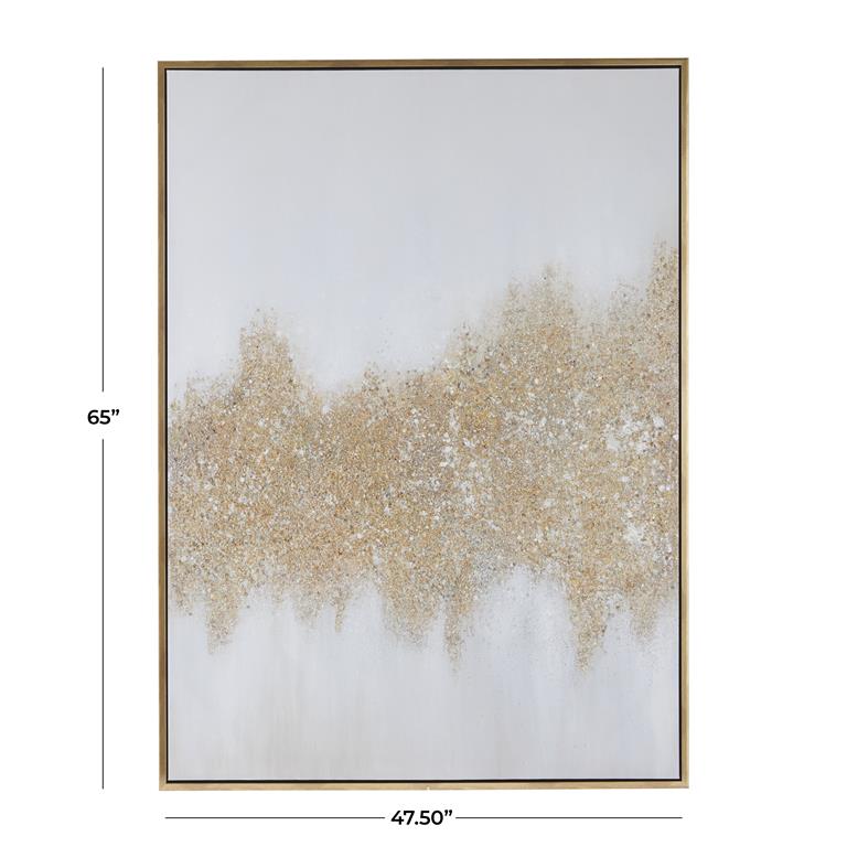 Gold Canvas Geode Glitter Flakes Framed Wall Art with Gold Frame