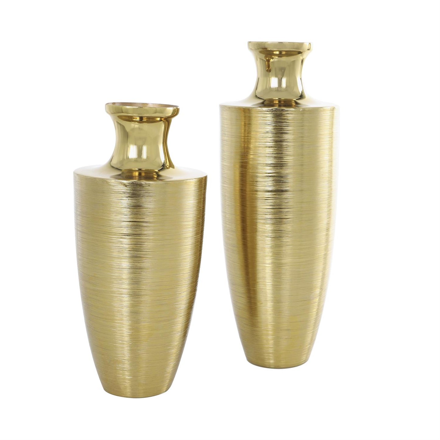 Aluminum Gold Vase set of 2  15",12"H