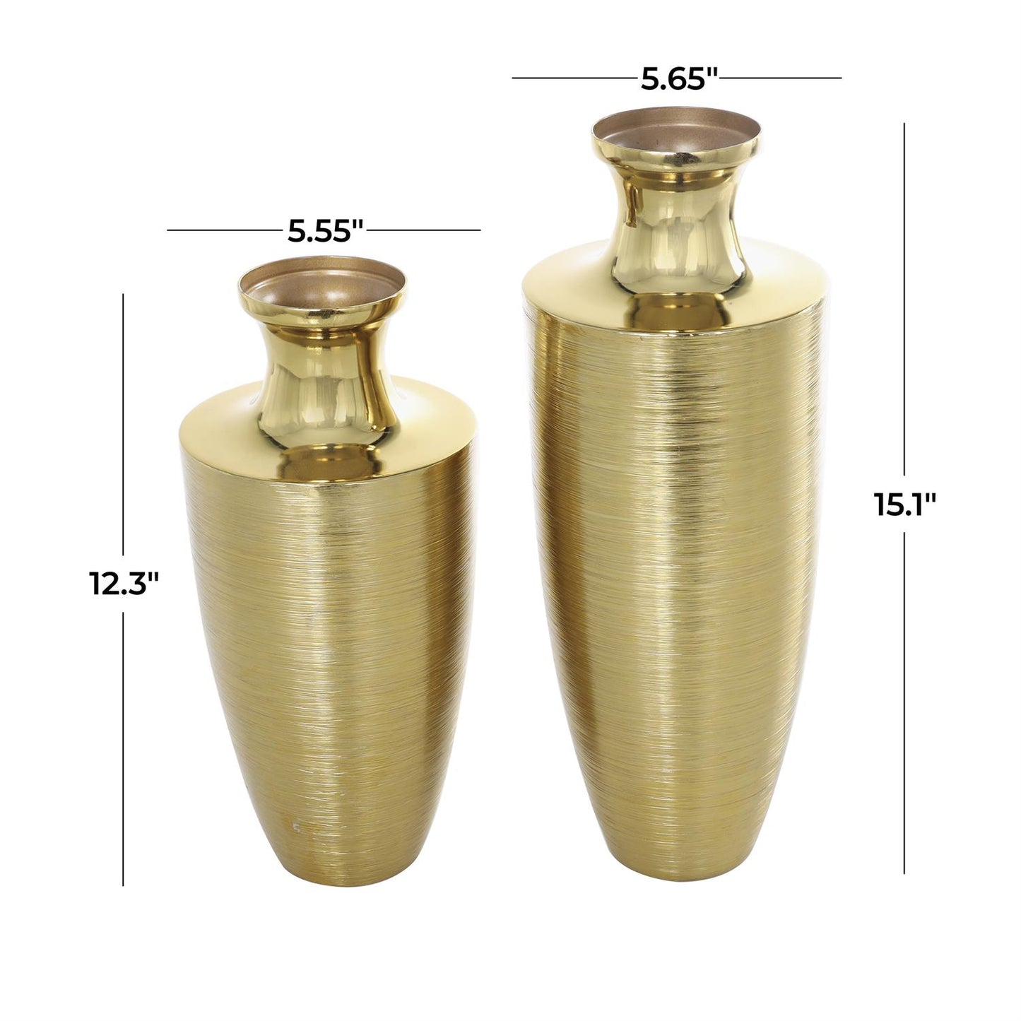 Aluminum Gold Vase set of 2  15",12"H