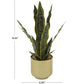 The Novogratz Green Faux Foliage Snake Artificial Plant with Realistic Leaves and Gold Porcelain Pot