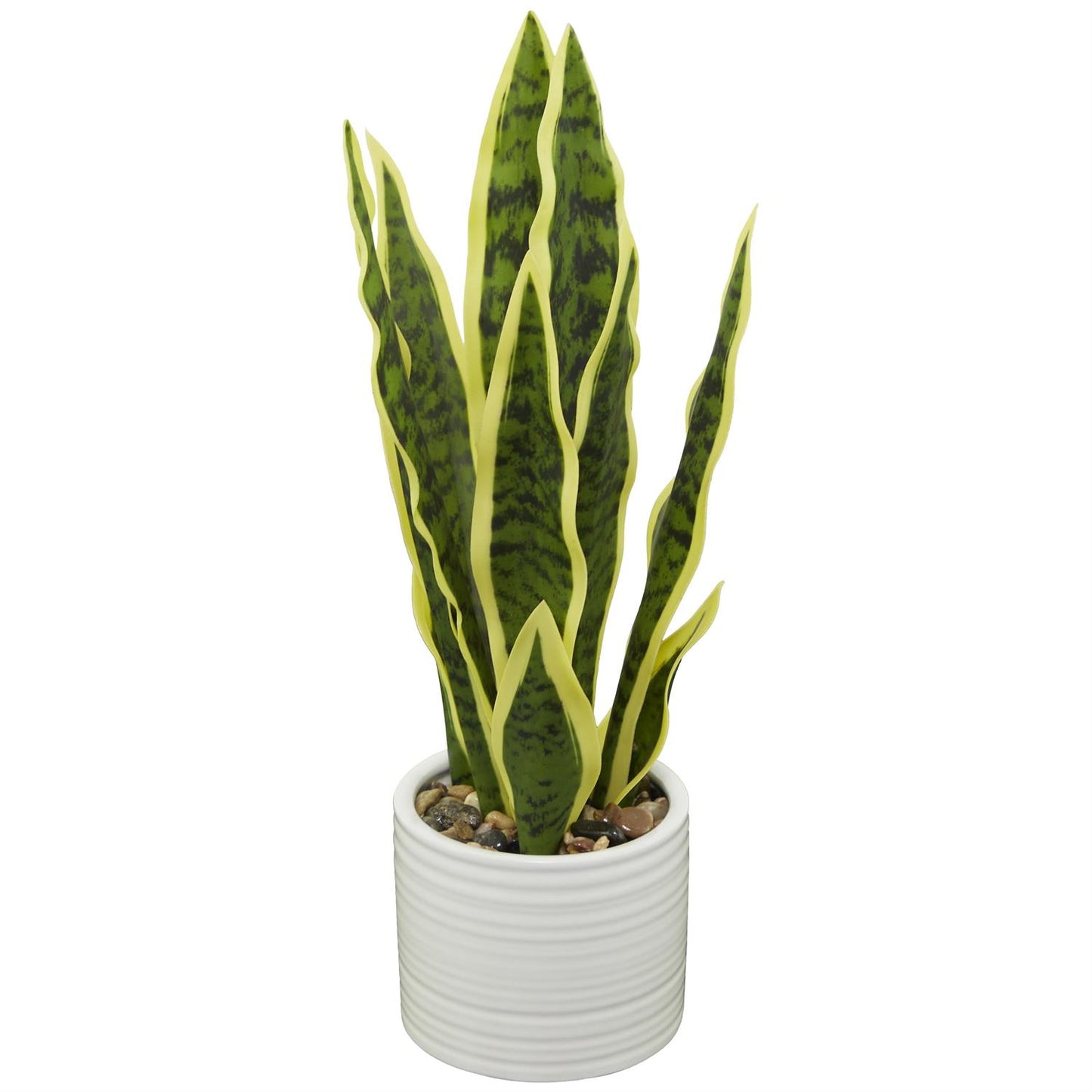 The Novogratz Green Faux Foliage Snake Artificial Plant with Realistic Leaves and White Porcelain Pot