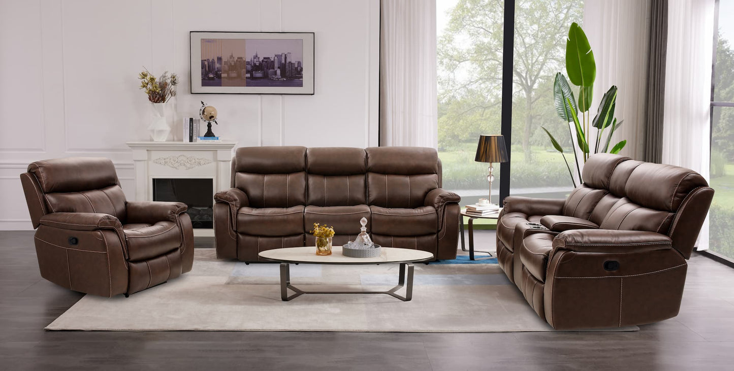 Top Grain Leather Match Brazil Tobacco Medium Brown Reclining Sofa And Love