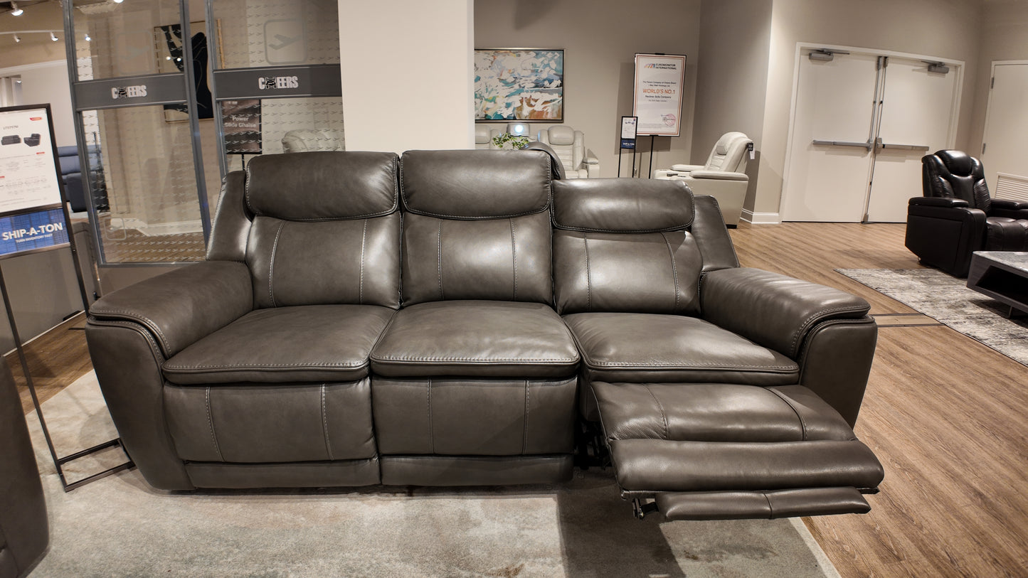 Top Grain Leather Match Softee Charcoal Power Zero Gravity Reclining  Sofa And Loveseat w/ Wireless Charging