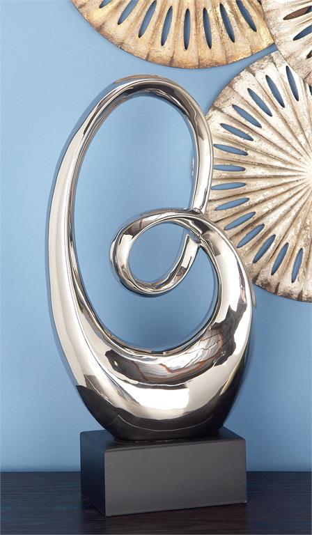 Silver Ceramic Abstract Swirl Sculpture