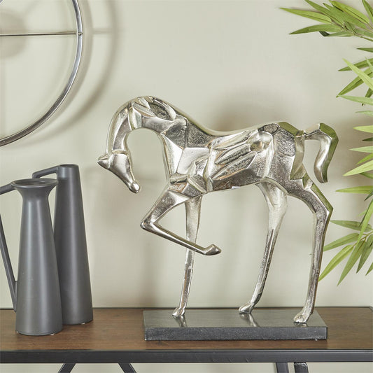 Silver Aluminum Horse Sculpture 19"x5"x18"