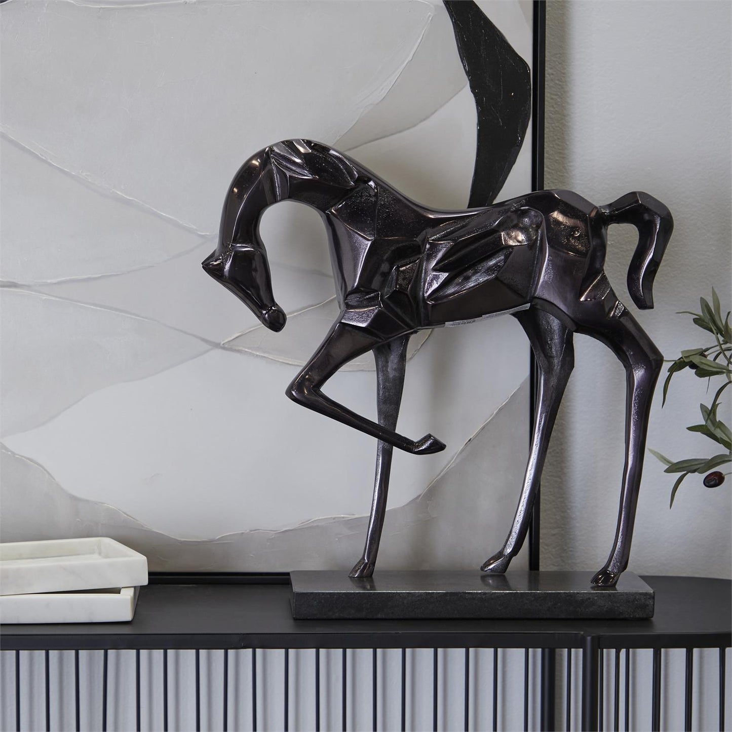 Black Aluminum Horse Sculpture