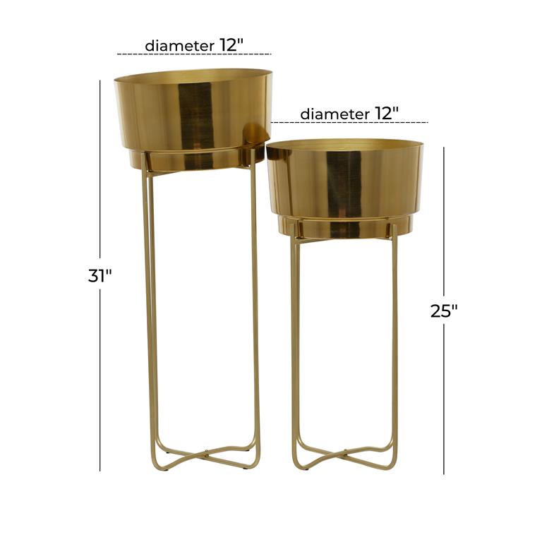 CosmoLiving by Cosmopolitan Gold Metal Planter with Removable Stand  25"H