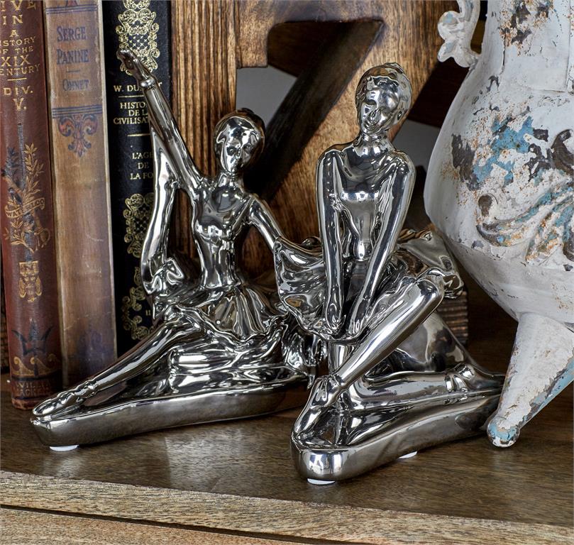 The Novogratz Silver Porcelain Dancer Sculpture set of 2