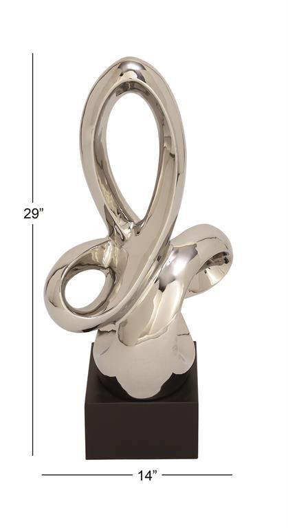 Silver Ceramic Modern Abstract Sculpture 14"x8"x29"