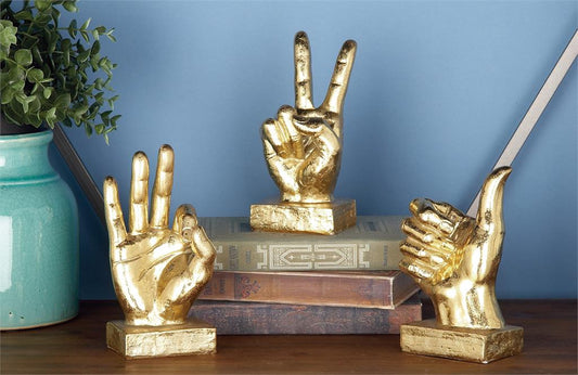 Cosmoliving by Cosmopolitan Gold Polystone Hands set of 3