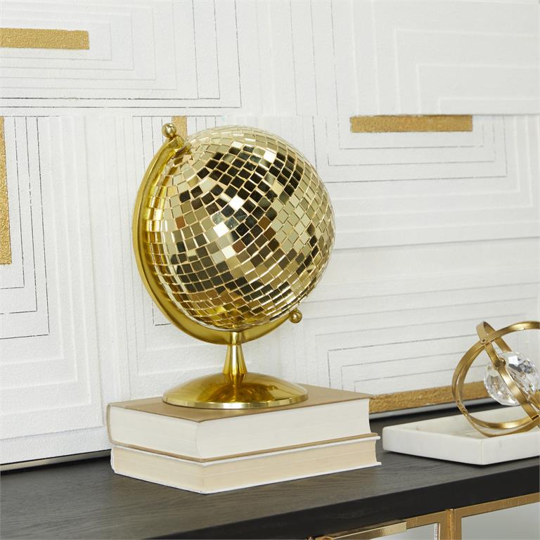 The Novogratz Gold Stainless Steel Metal Disco Ball Style Globe