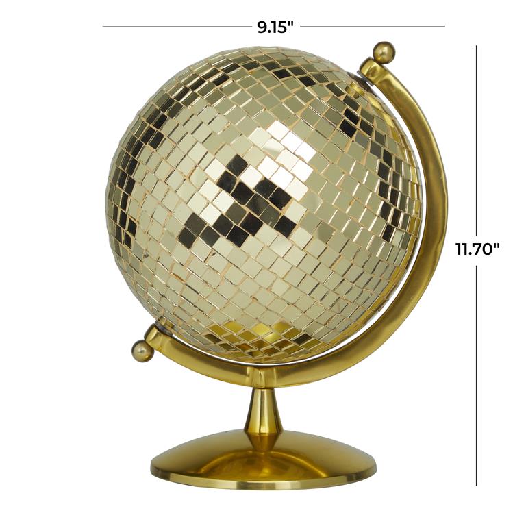 The Novogratz Gold Stainless Steel Metal Disco Ball Style Globe