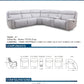 Bolero Fog 6PC Power Zero Gravity Reclining  Sectional w/ 3 Recliners Wireless Charging