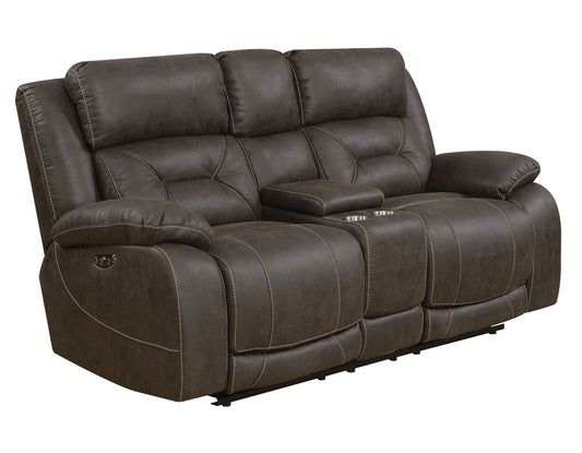 Aria Saddle Dual Brown  Power Reclining Loveseat only