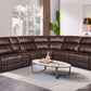 Top Grain Leather Match Brazil Tobacco Medium Brown 6 PC Zero Gravity 3 Power Reclining Sectional