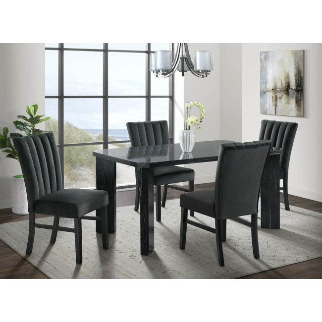 Bellini Grey Rectangle Dining Table and 4 Bellini Chairs- MULTIPLE COLORS (Black, Grey, Navy, Green)