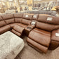 Top Grain Leather Match Brazil Tobacco Medium Brown 6 PC Zero Gravity 3 Power Reclining Sectional