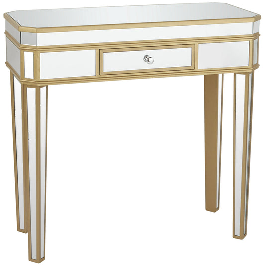 Gold Glass Glam Console Table 32x15x31