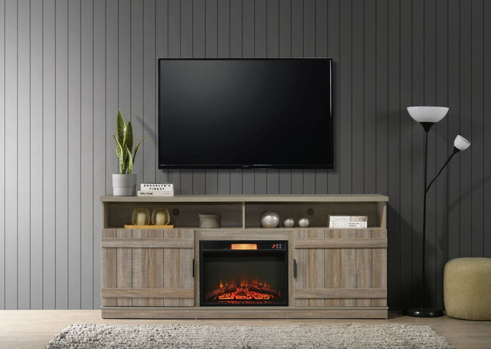 Hayward Light Brown 75" TV Stand with Heating Fireplace