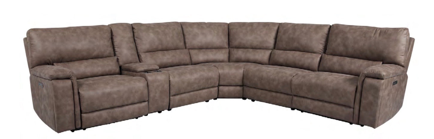 Cowboy Tumbleweed 6Pc 3 Power Reclining Sectional w/ Wireless Charging