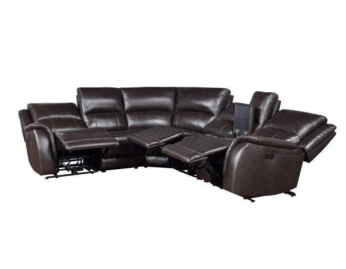 Alexandria Leather 6 PC Brown power Reclining Sectional
