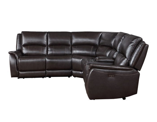 Alexandria Leather 6 PC Brown power Reclining Sectional