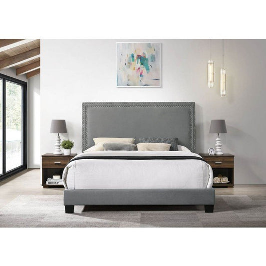 Erica Queen Bed Set in Carroll Grey W/2 Nightstands