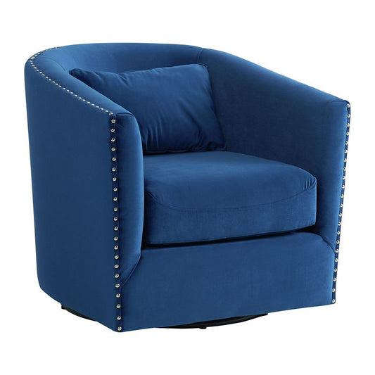 Stanton Swivel Chair In Mercer Navy W/nails