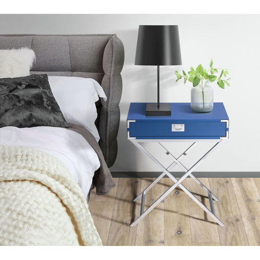 Evie Nightstand In Glossy Blue