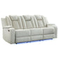 Carlos Power Reclining Sofa w/LED Lighting in Pebble Oyster