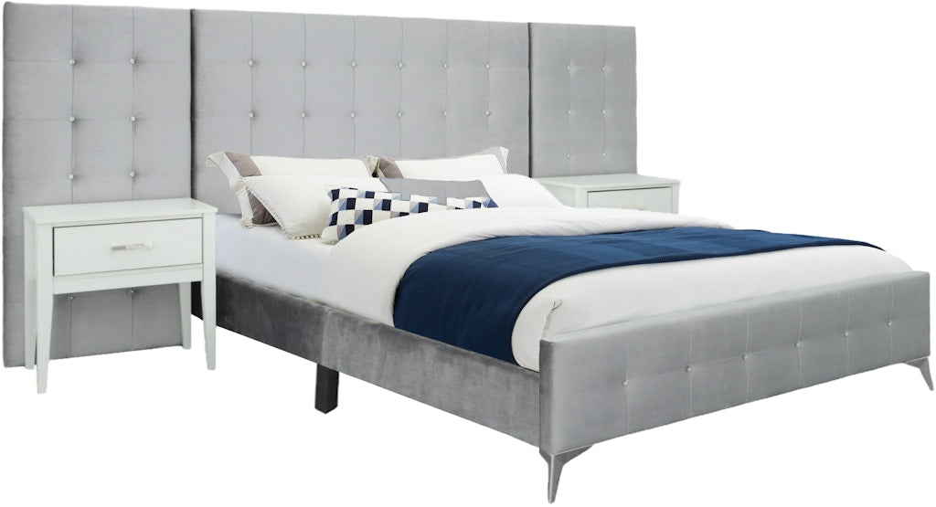 Emma Bed in Silver Grey W/2 End Tables
