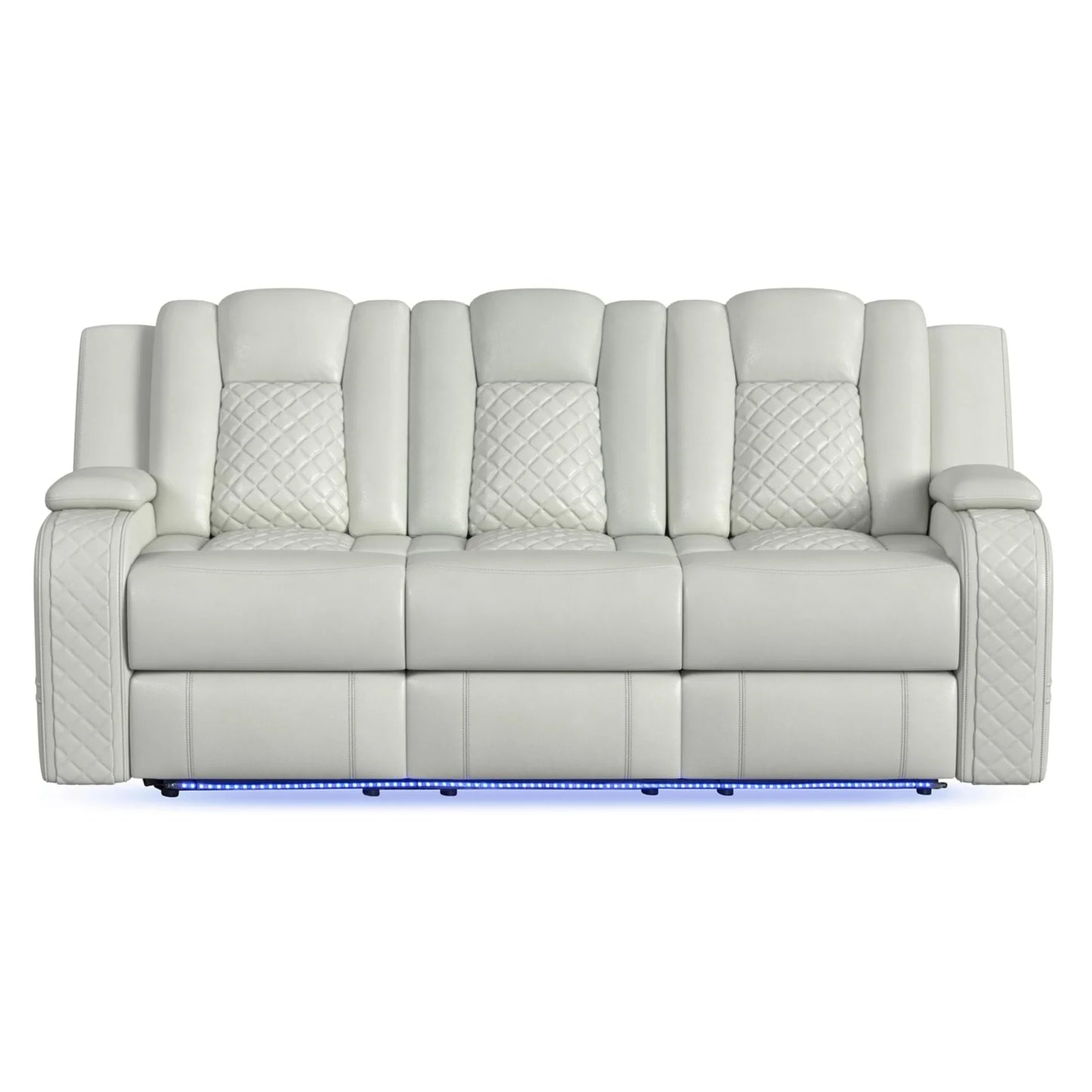 Carlos Power Reclining Sofa w/LED Lighting in Pebble Oyster