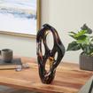 Black Glass Abstract Ombre Cutout Sculpture with Amber Accents