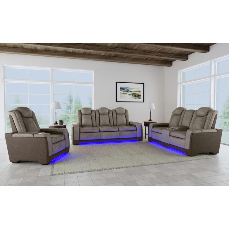 Lantana Power Motion Sofa in Grey/Brown