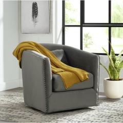 Stanton Swivel Chair In Mercer Metal W/nails