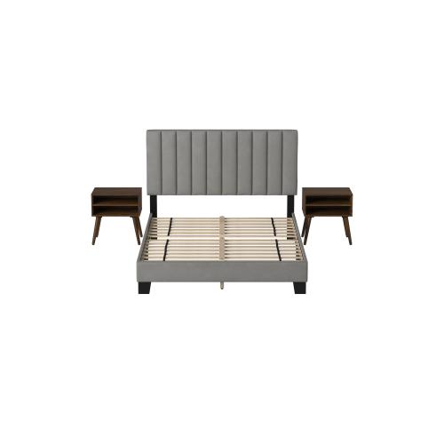 Coyote King Bed W/Carroll Grey W/2 End Tables