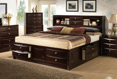 Emily King Bed Room set Espresso- K Bed, Dresser and Mirror