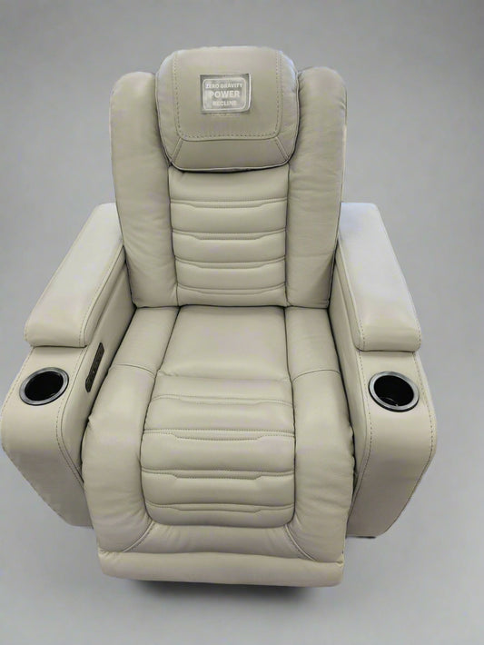 Top Grain Leather Match Cosmo Fog Zero Gravity Power  Recliner