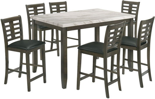 Nash 7 Piece -  Counter Table and 6 Chair Set 54x34