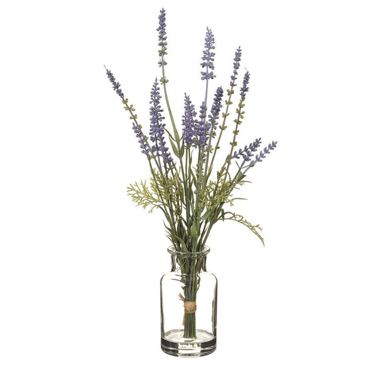 15"Lavender in Glass Vase