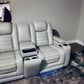 Top Grain Leather Match Cosmo Fog Zero Gravity Power Reclining Sofa