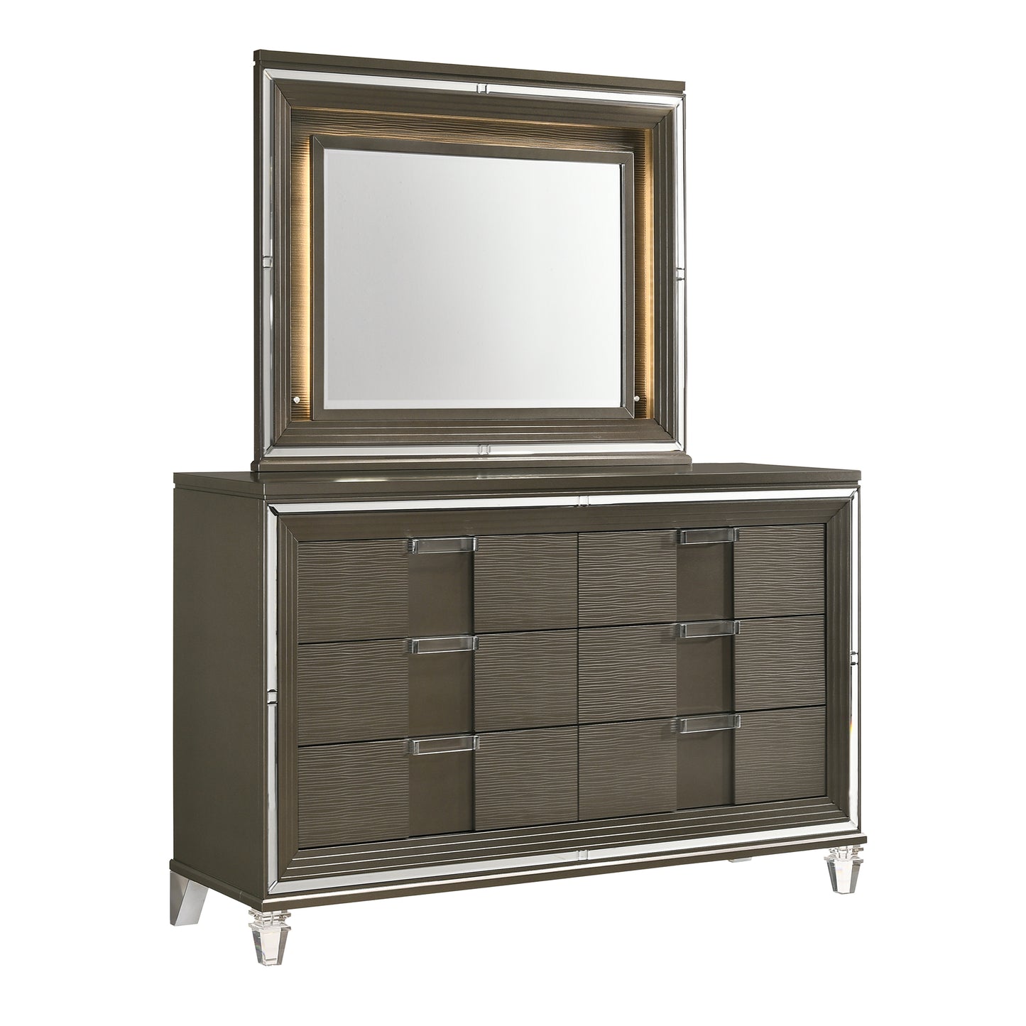 Twenty Nine Copper -Dresser mirror Twenty Nine 6-Drawer Dresser w/ Mood Lighting Mirror