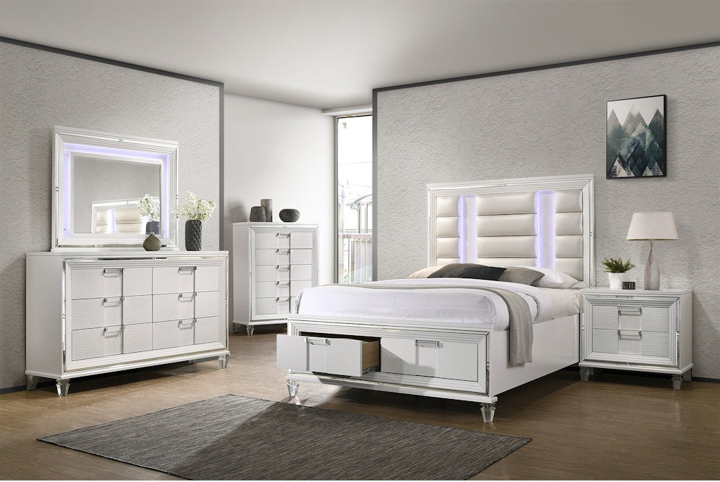 Twenty Nine King Bed White w/ Storage Drawers