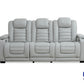 Top Grain Leather Match Grey Cosmo Fog Zero Gravity Power Reclining Sofa And Loveseat w/Wireless Charger