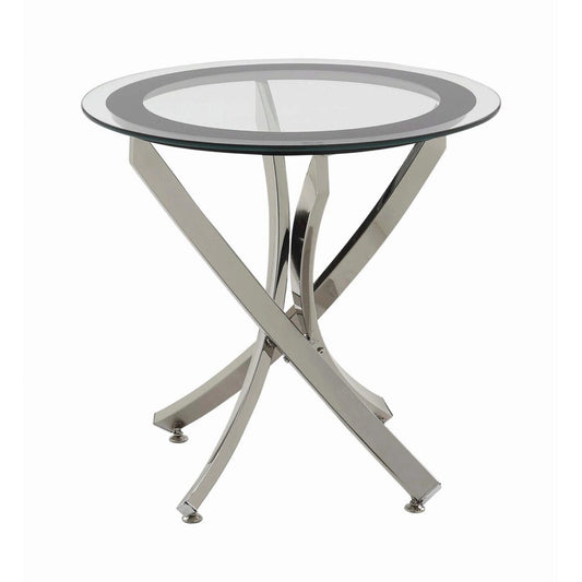 Nickle End Table Glass Top Chrome End Table