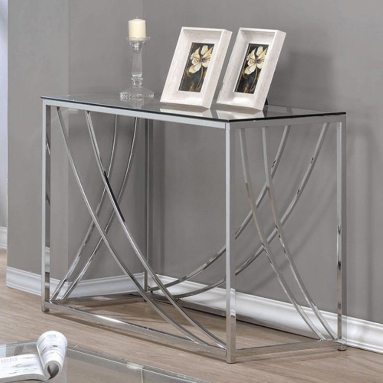 Chrome Glass Top Sofa Table Accents