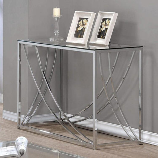 Chrome Glass Top Sofa Table Accents (CLEARANCE)