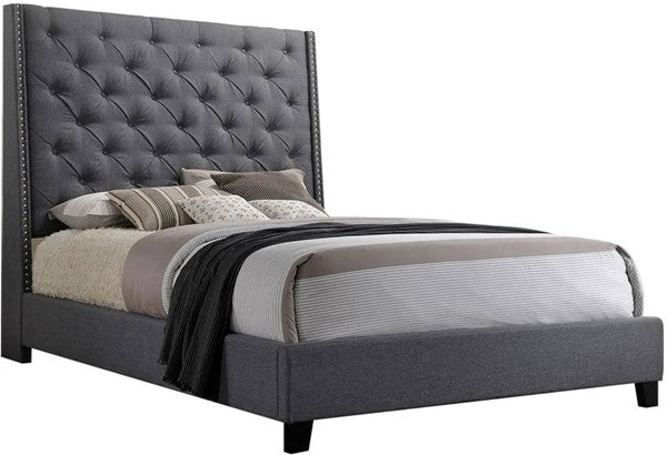 Chantilly Grey Linen Queen Bed