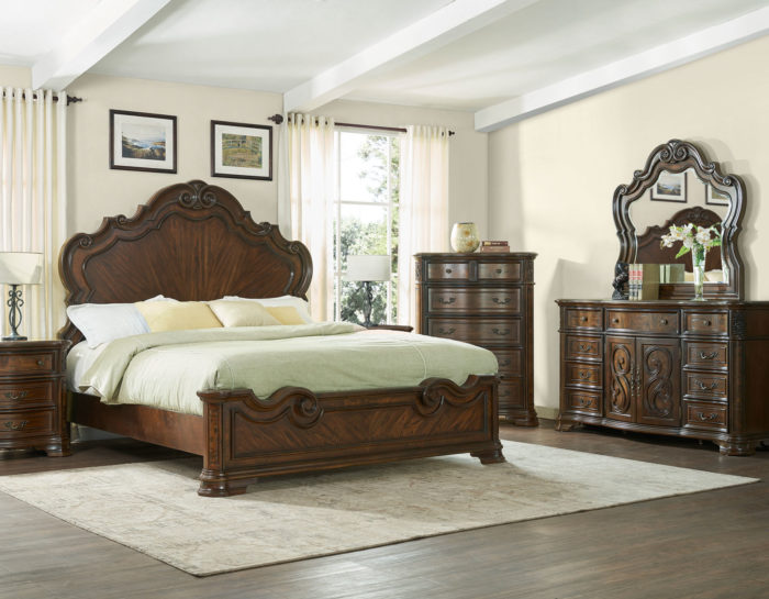 Royale King SetBed, Dresser, Mirror, 1 Nightstand Clearance